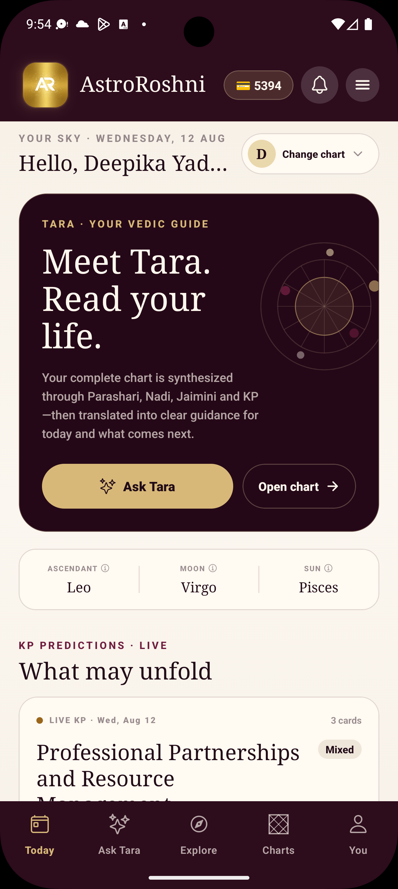 AstroRoshni mobile app homepage in the new theme
